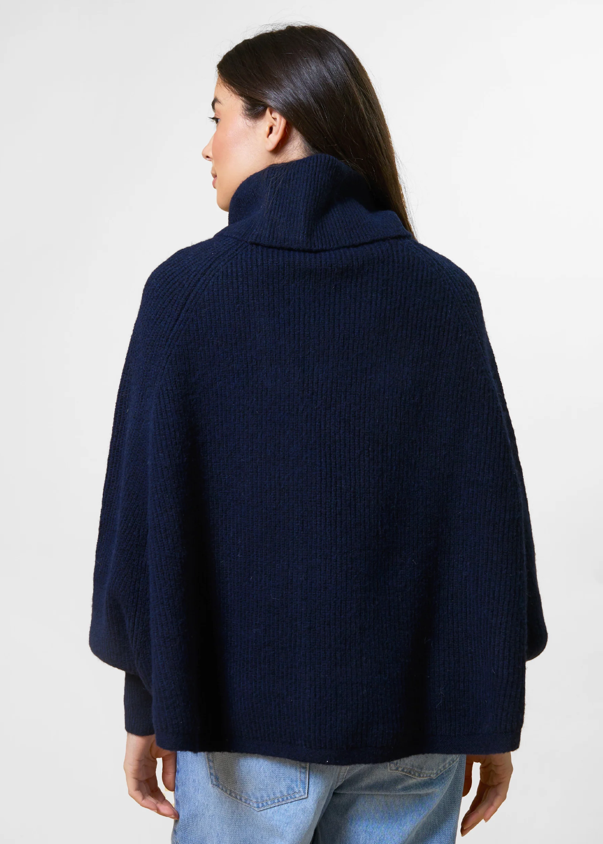 Polo Neck Poncho - One Size /  Navy | Abbey Road Kaikoura