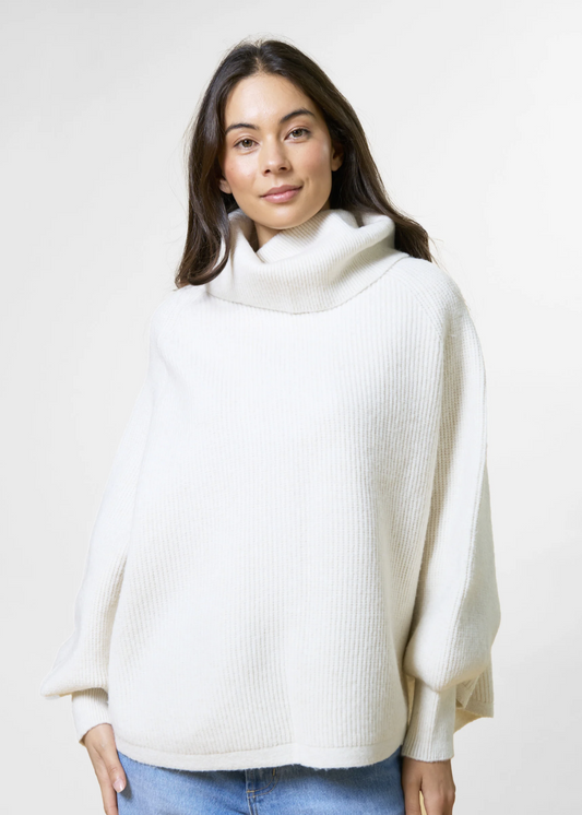 Polo Neck Poncho - One Size / Vanilla | Abbey Road Kaikoura