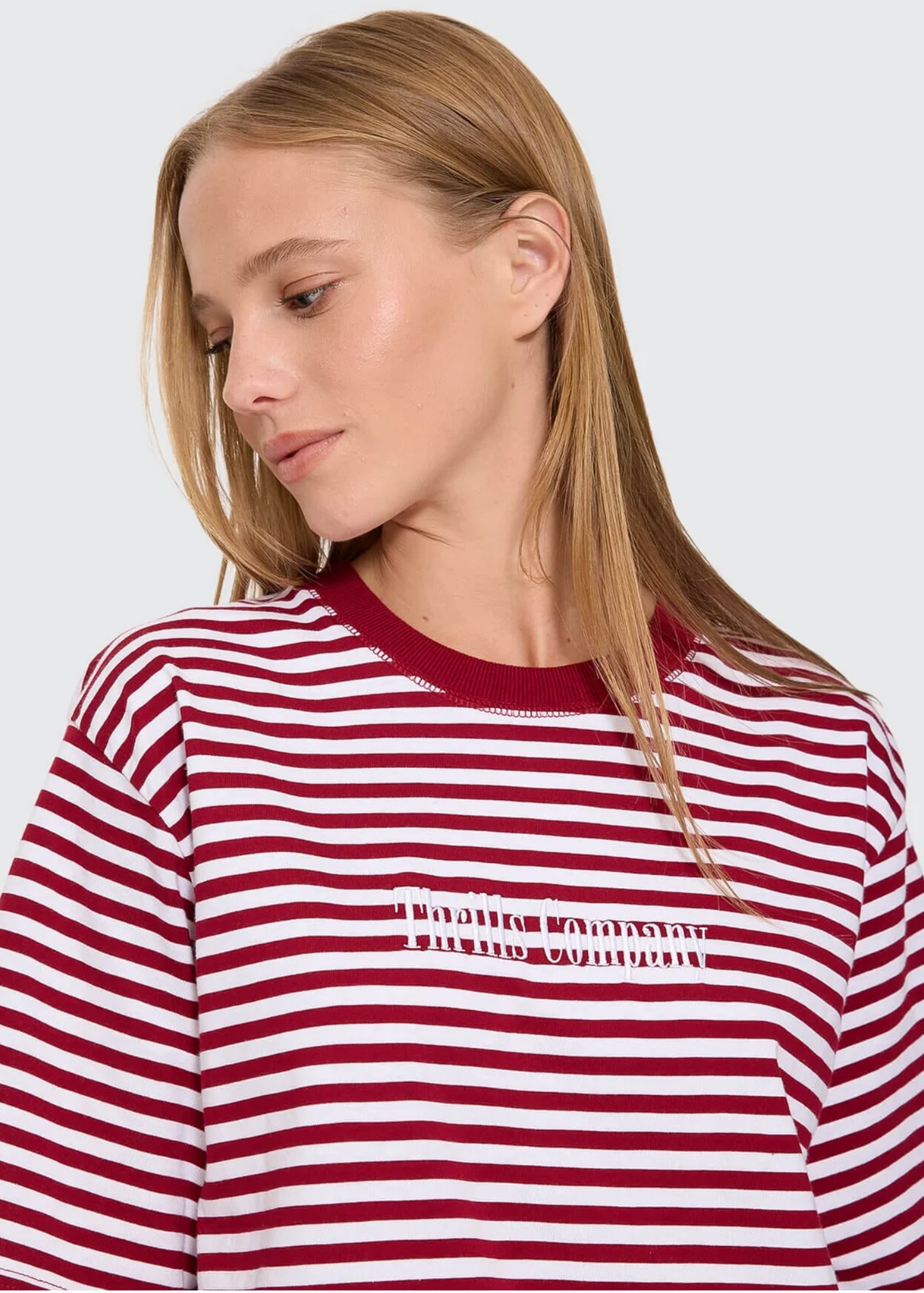 Primitive Stripe Square Tee - Sour Cherry Stripe | Abbey Road Kaikoura