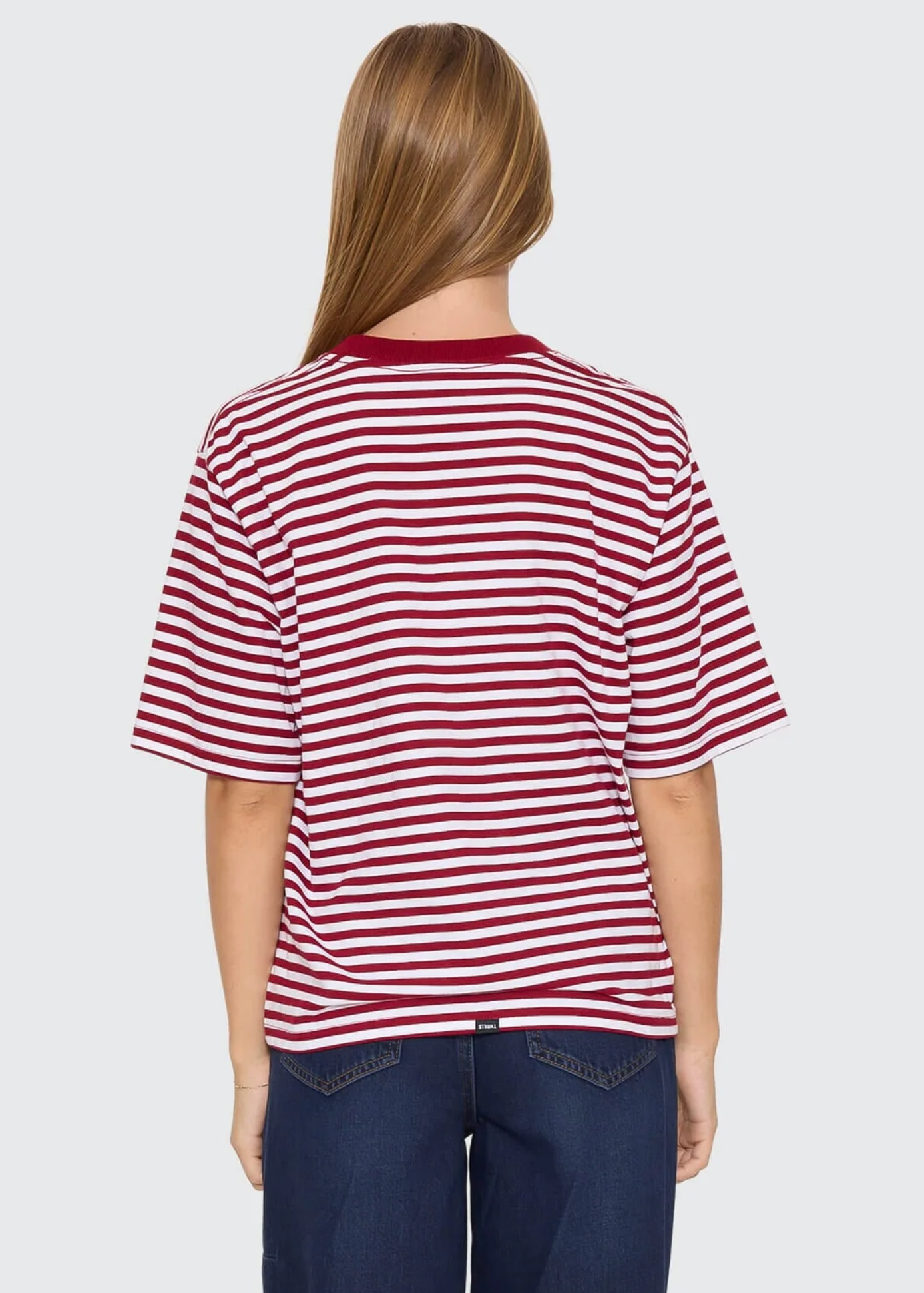 Primitive Stripe Square Tee - Sour Cherry Stripe | Abbey Road Kaikoura