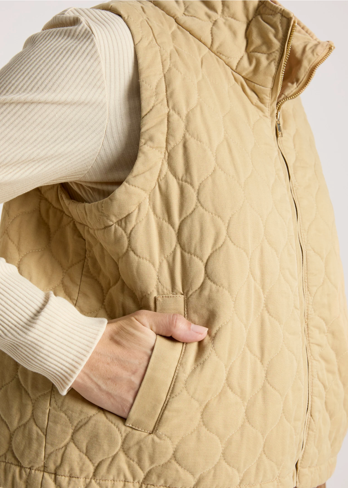 Quilted Crop Vest - Dune | Abbey Road Kaikoura