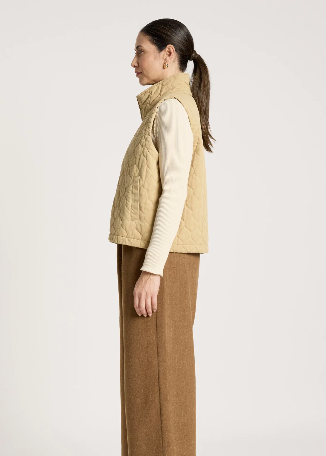 Quilted Crop Vest - Dune | Abbey Road Kaikoura