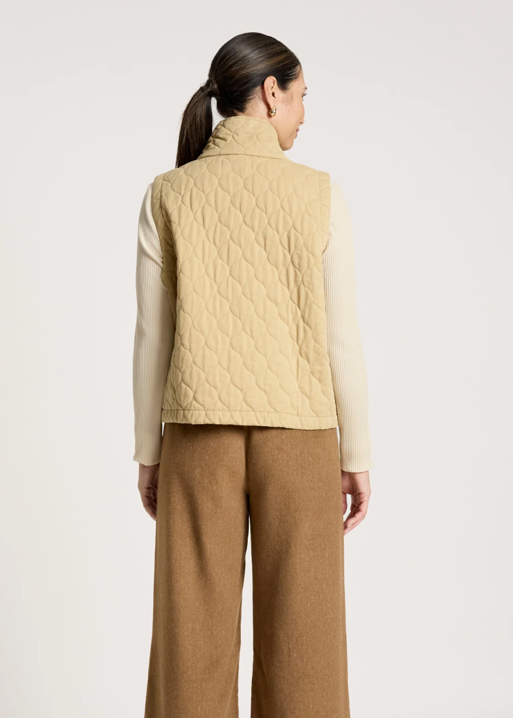 Quilted Crop Vest - Dune | Abbey Road Kaikoura