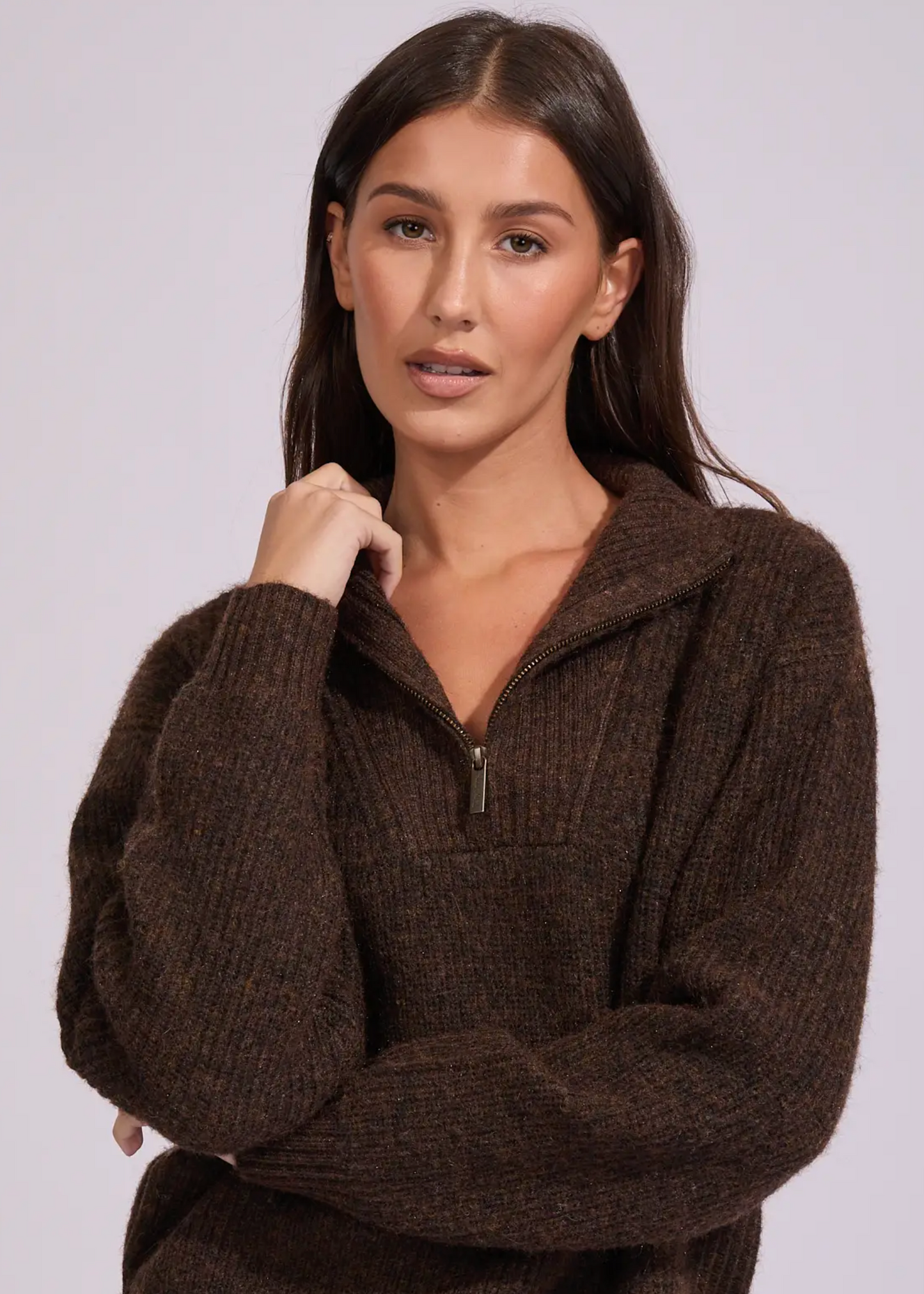 Quincy Zip Knit Chocolate | Abbey Road Kaikoura