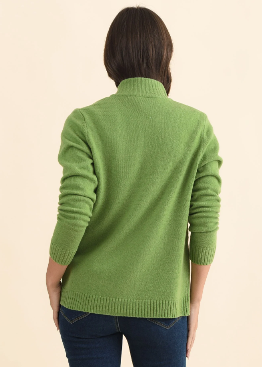 Ray Wool Zip Cardigan - Pea | Abbey Road Kaikoura