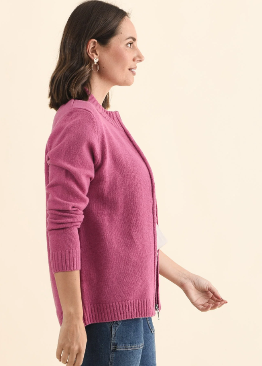 Ray Wool Zip Cardigan - Rose | Abbey Road Kaikoura