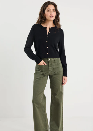 Replica Black Cotton Cashmere Crewneck Cardigan | Abbey Road Kaikoura