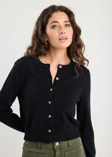 Replica Black Cotton Cashmere Crewneck Cardigan | Abbey Road Kaikoura