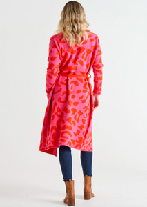 BETTY BASICS Swift Cardigan - Pink/Red Cheetah Print | Abbey Road Kaikoura