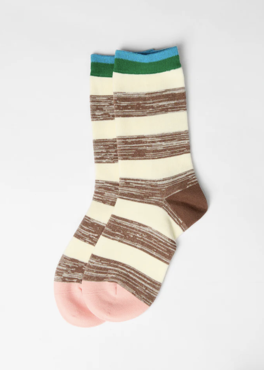 S & G Socks - Stripe Choc  | Abbey Road Kaikoura