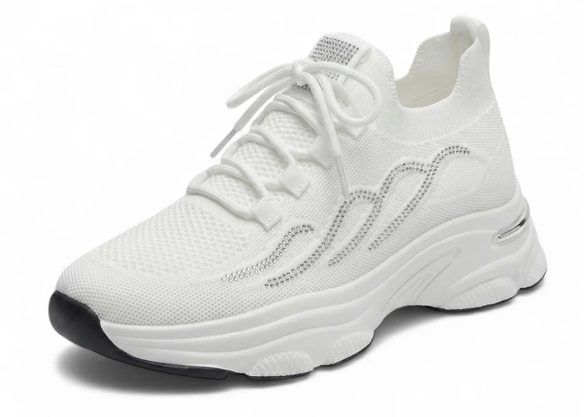 Sabine White Crystal Knit Sneaker | Abbey Road Kaikoura