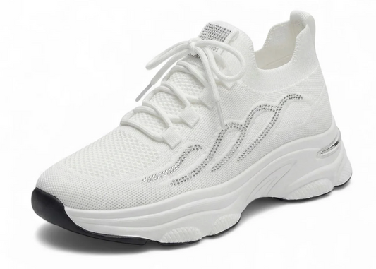 Sabine White Crystal Knit Sneaker | Abbey Road Kaikoura