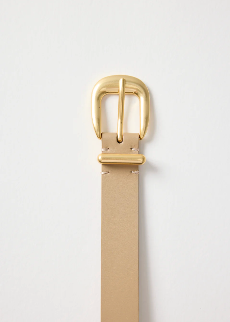 Sand Gold Buckle Leather Belt  | Abbey Road Kaikoura