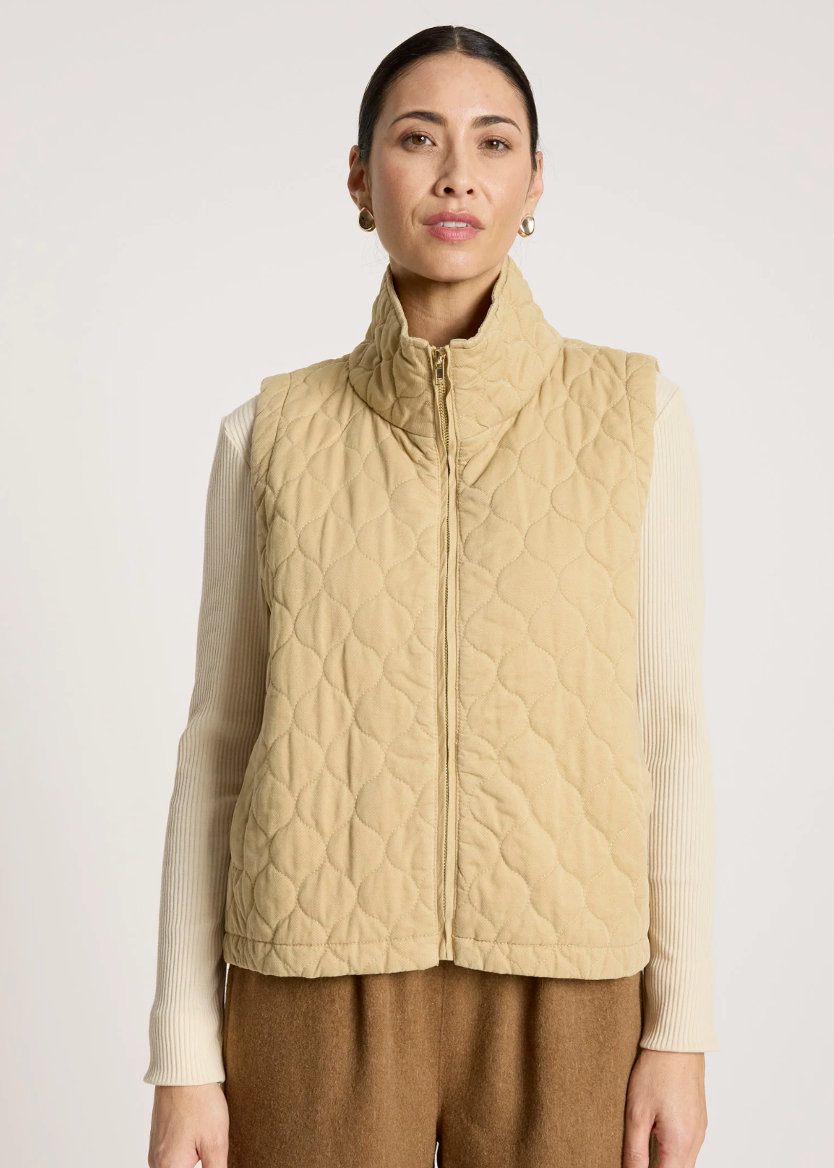 Quilted Crop Vest - Dune | Abbey Road Kaikoura