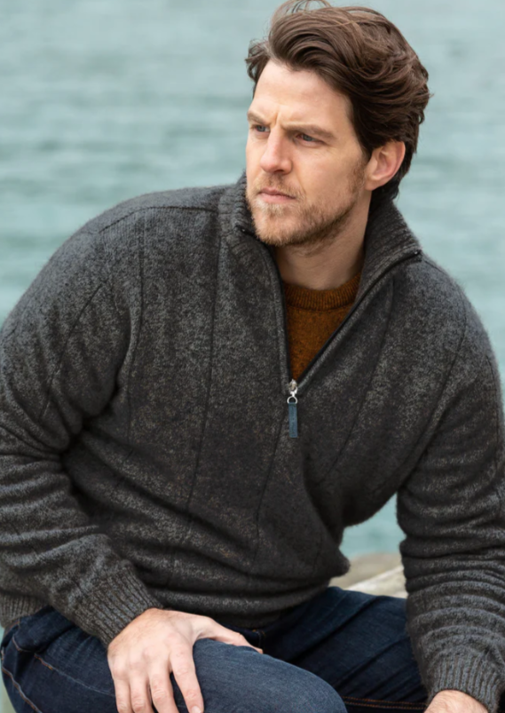 Noble Wilde\ Mens Javelin Zip Neck /Moraine|Abbey Road