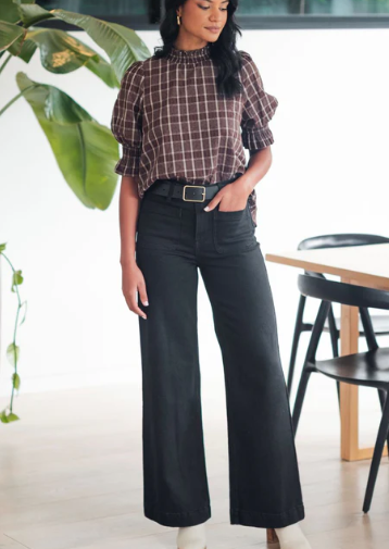 Among The Brave\Zoey Wide Leg Pocket Jean / Black|Abbey Road