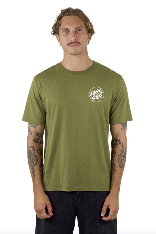 SANTA CRUZ OS Opus Screaming Hand Tee - Olive Green | Abbey Road Kaikoura