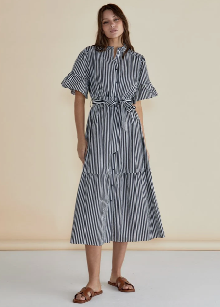 BETTY BASICS Jamilla Dress - Navy Stripe | Abbey Road Kaikoura