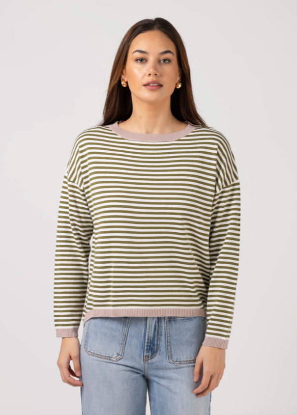 Stella & Gemma\Street Jumper-Olive Stripe|Abbey Road