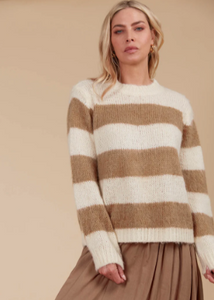ISLE OF MINE | Pallas Stripe Jumper - Toffee Stripe | Abbey Road Kaikoura