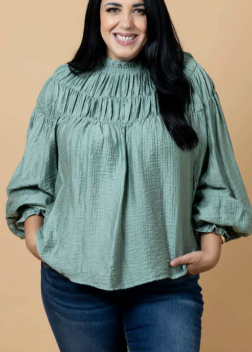 Charlo\Jontee Long Sleeve Top/Sage|Abbey Road