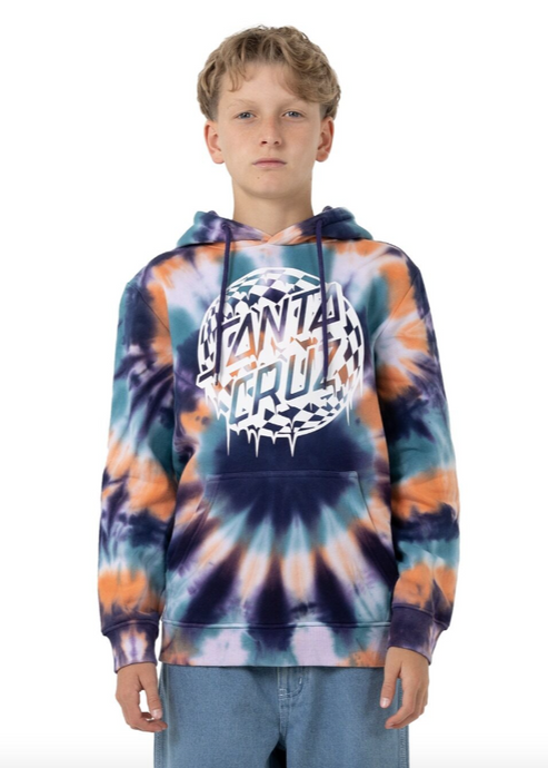SANTA CRUZ |Check Waste Dot Mono Front Hoodie - Navy Tie Dye | Abbey Road Kaikoura