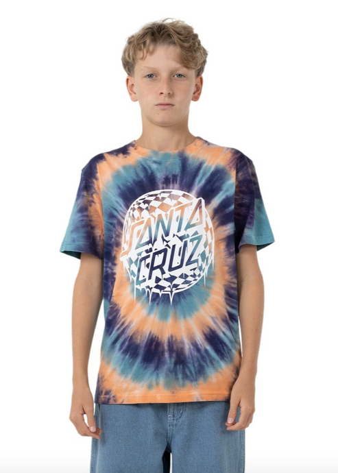 SANTA CRUZ | Check Waste Dot Mono Front SS Tee - Navy Tie Dye | Abbey Road Kaikoura