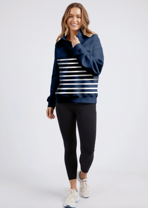 Foxwood\College Zip Crew/Navy Stripe|Abbey Road