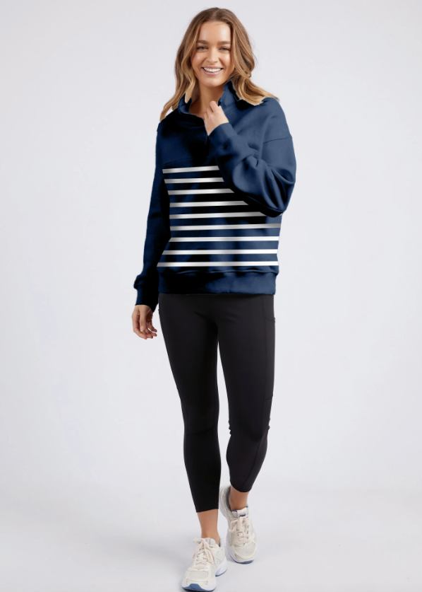 Foxwood\College Zip Crew/Navy Stripe|Abbey Road