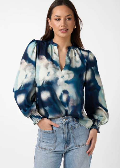 Stella & Gemma\Cecily Top Navy Floral Blur|Abbey Road