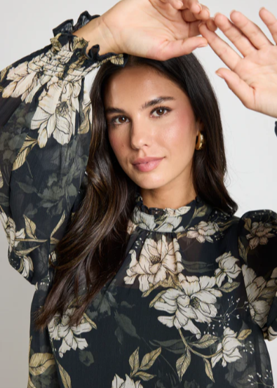 BY ROSA. | Poet Top Black Floral | Abbey Road Kaikoura