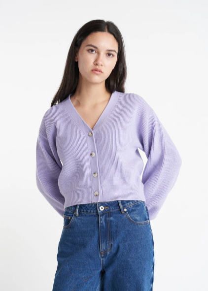 HUFFER | Bella Knit Cardigan - Thistle | Abbey Road Kaikoura