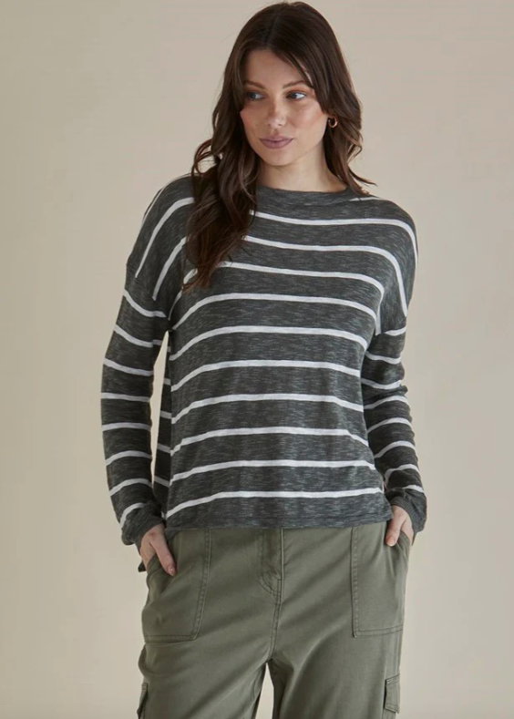Betty Basics\Natasha Knit Top /Green stripe|Abbey Road