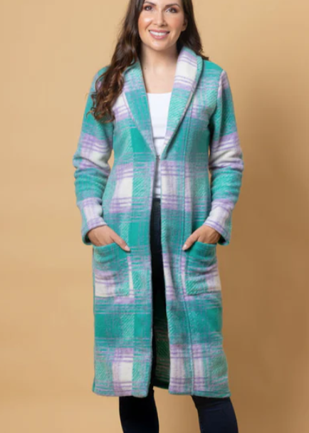 Charlo\Bree Cardigan/ Green Lilac Check|Abbey Road