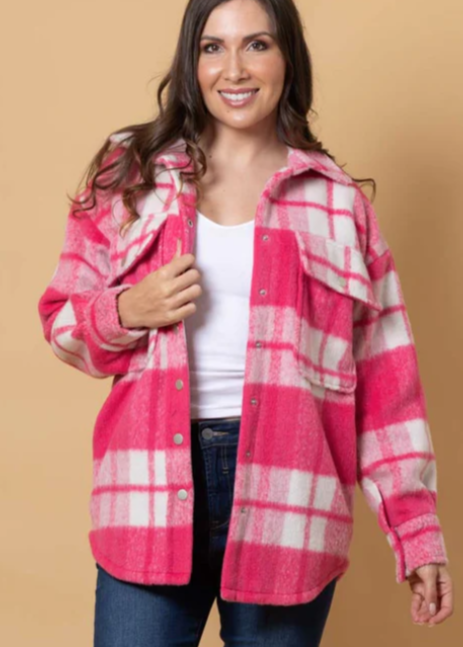 CHARLO | Vine Shacket - Pink Check | Abbey Road Kaikoura
