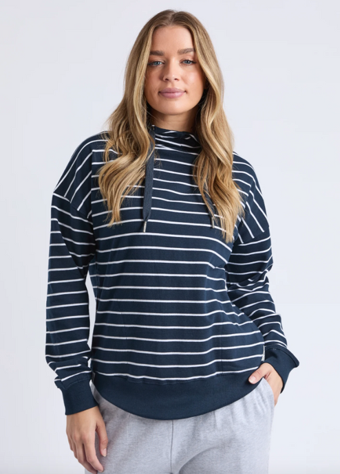 ELM | Lounger Scoop Hoodie - Navy Stripe | Abbey Road Kaikoura