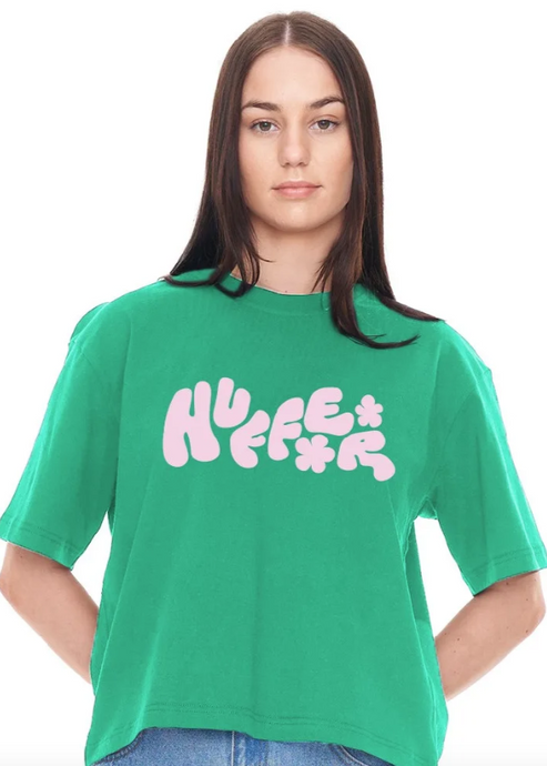 HUFFER | Boxy Crop Tee 220/Optimistic - Clover | Abbey Road Kaikoura