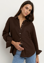 Load image into Gallery viewer, RE:UNION label | Optimum Chocolate Linen Oversized Shirt | Abbey Road Kaikoura