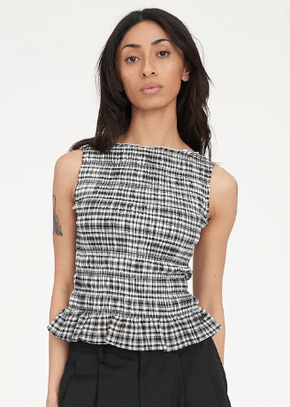 Rooney Gigi Shirred Top Black/Chalk | Abbey Road Kaikoura
