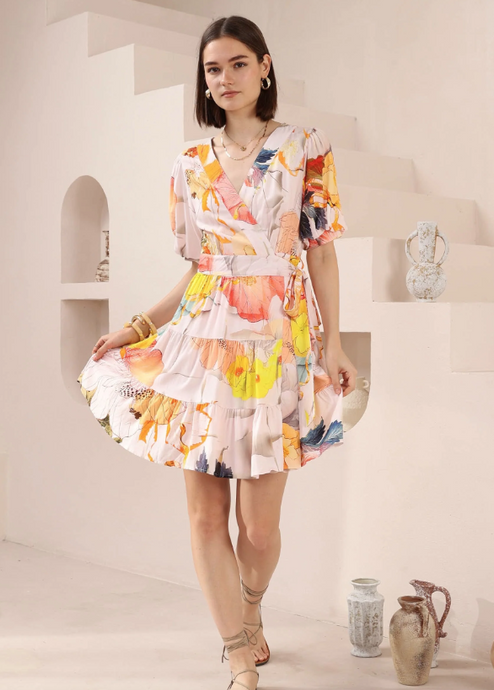 Amara Wrap Dress Orange | Abbey Road Kaikoura