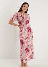 Load image into Gallery viewer, Exquisite Painted Rose Puff Sleeve Midi Dress | Abbey Road Kaikoura
