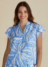 Load image into Gallery viewer, Lyra Blouse - Blue Abstract Print | Abbey Road Kaikoura