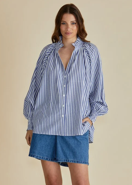 Romi Shirt - Navy Stripe | Abbey Road Kaikoura