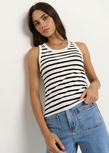 Load image into Gallery viewer, Cobble White Black Stripe Rib Cutaway Tank | Abbey Road Kaikoura