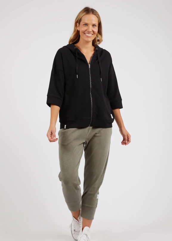Beachy Zip Hoodie Black | Abbey Road Kaikoura