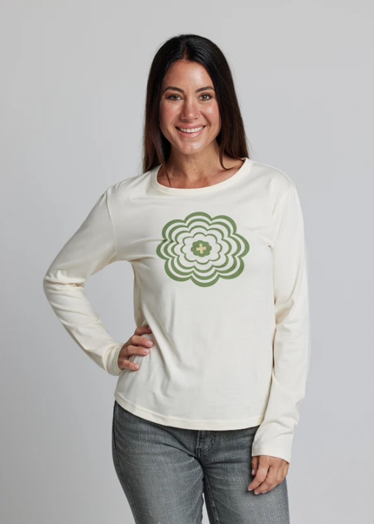 Long Sleeve T-Shirt Cream Daisy | Abbey Road Kaikoura