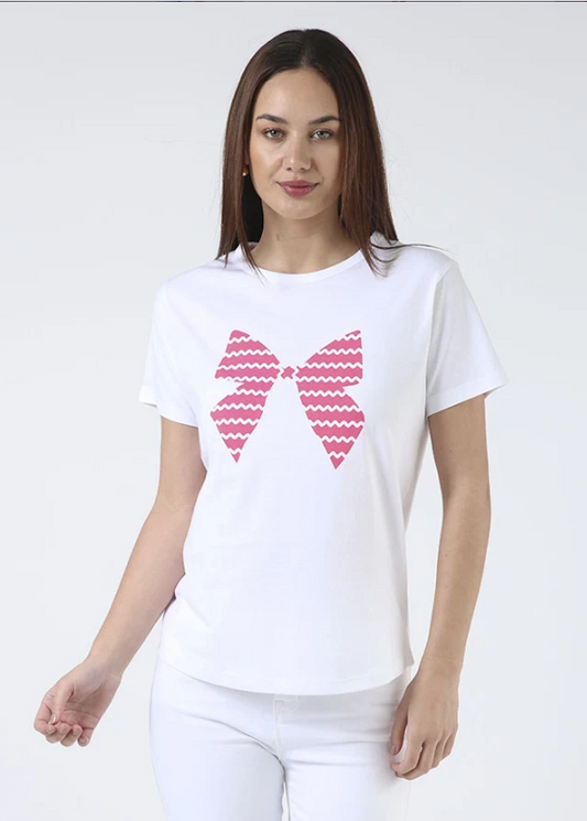 Ace Tee White Hot Pink Bow | Abbey Road Kaikoura