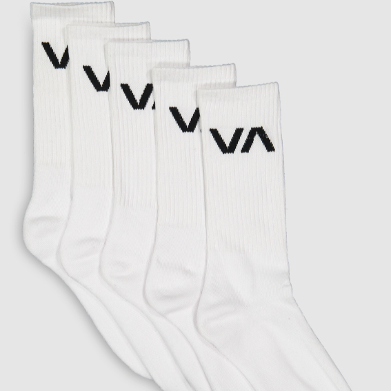 RVCA VA Sport Sock/5 pr pack /White|Abbey Road