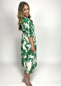 LEONI Lynn Dress Green Floral | Abbey Road Kaikoura