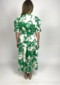 LEONI Lynn Dress Green Floral | Abbey Road Kaikoura
